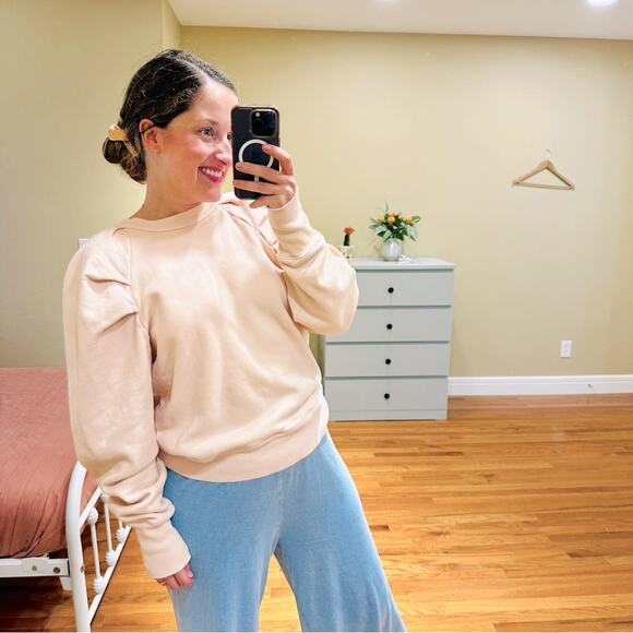 Citizens of Humanity Pink Puff Sleeve Cotton Sweatshirt Medium - Picture 1 of 15